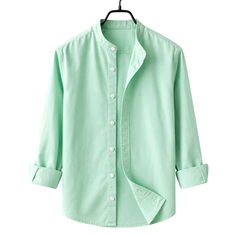 Men's Premium Quality Solid Band collar Long Sleeve Pest Color Shirt