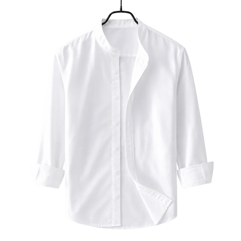 Men's Premium Quality Solid Band collar Long Sleeve Maroon Color Shirt