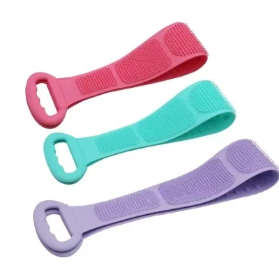 Silicone Body Scrubber Belt - Double-Sided Shower Exfoliating Belt with Dual Chopping Scrubber and Removable Bath Towel - Perfect for Smooth Skin, Cleanse and Exfoliate
