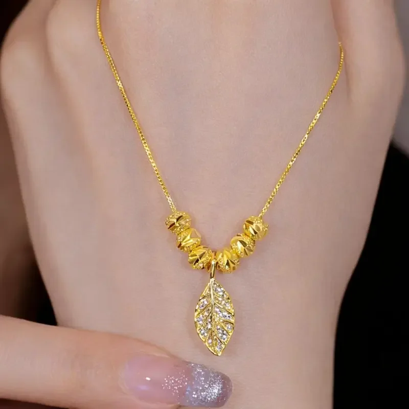 Royal Leaf Drop Gold Necklace