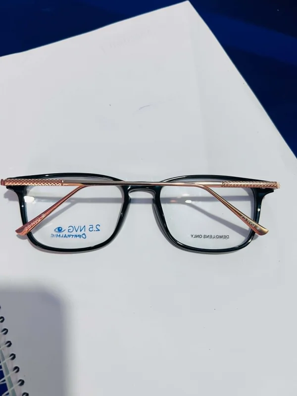 Premium Custom Square Optical Eyeglass Frame | Black & Rose Gold Eyewear for Men & Women