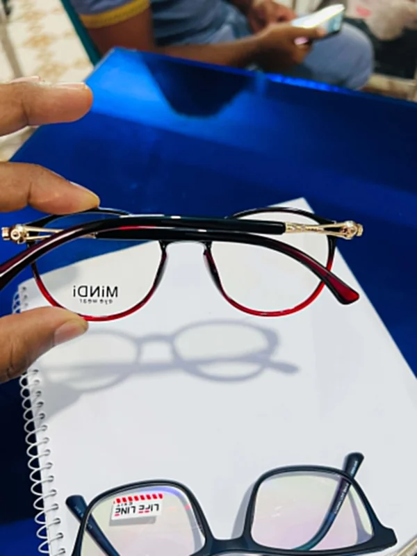 Custom MiniD Red & Black Half-Rim Eyeglass Frame | Premium Lightweight Optical Glasses